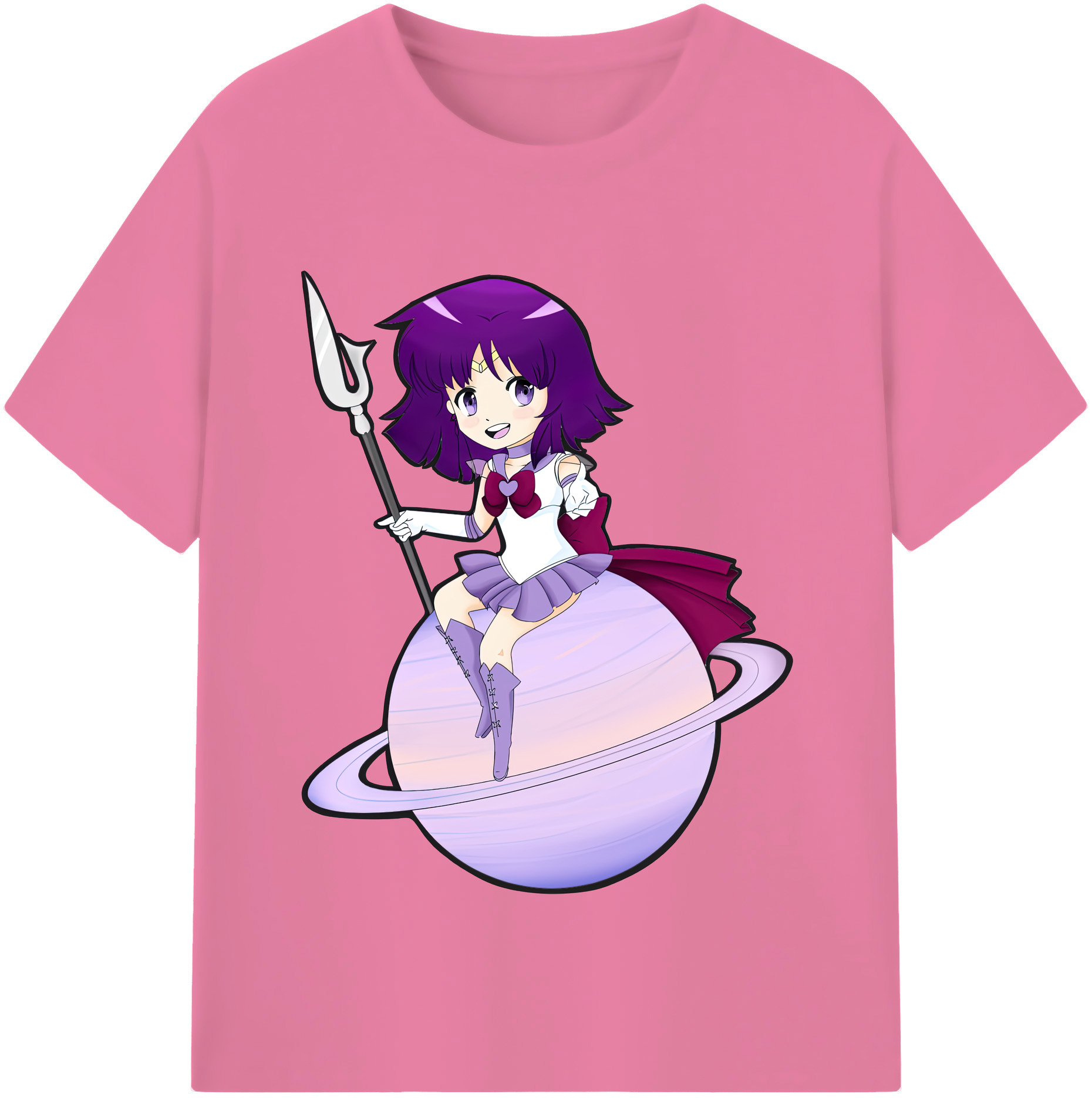 （画像用） 美少女戦士セーラームーン 土萠ほたる Sailor Moon Tomoe Hotaru （セーラーサターン；Sailor Saturn） 綿100％半袖Tシャツ（フロントプリント）